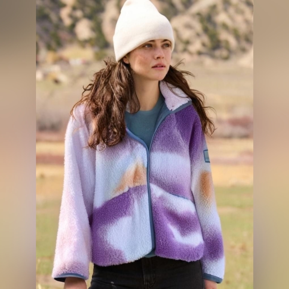 Ivory Ella Purple Tie Dye Sherpa Jacket